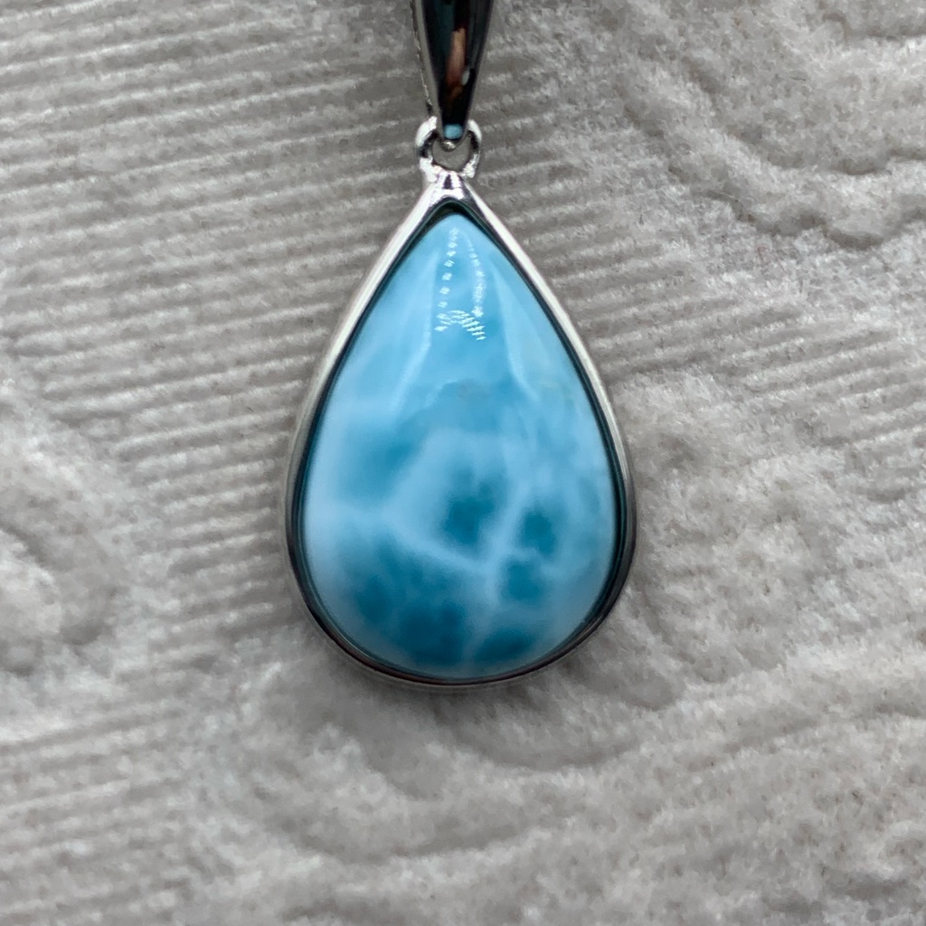 Larimar Gemstone Set In Sterling Silver. Rare Gemstone And Highly Sought After.